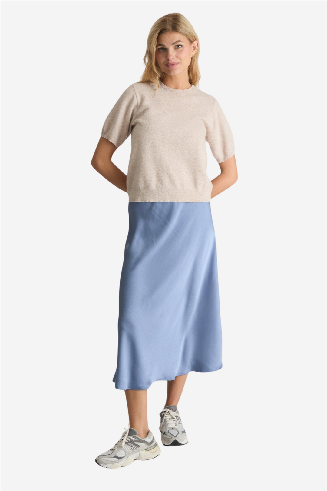 Neo Noir Topper & t-skjorter Missy Knit Tee Sand Melange