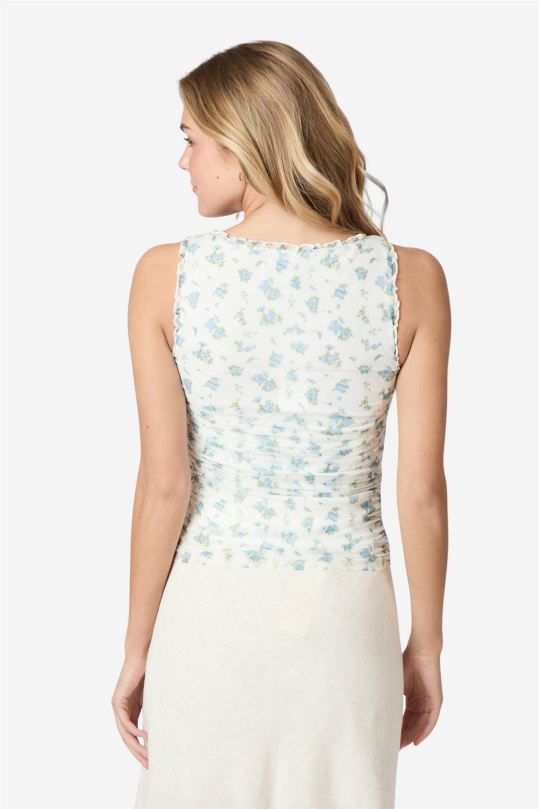 Neo Noir Topper & t-skjorter Nicolla Mesh Botanical Top Light Blue