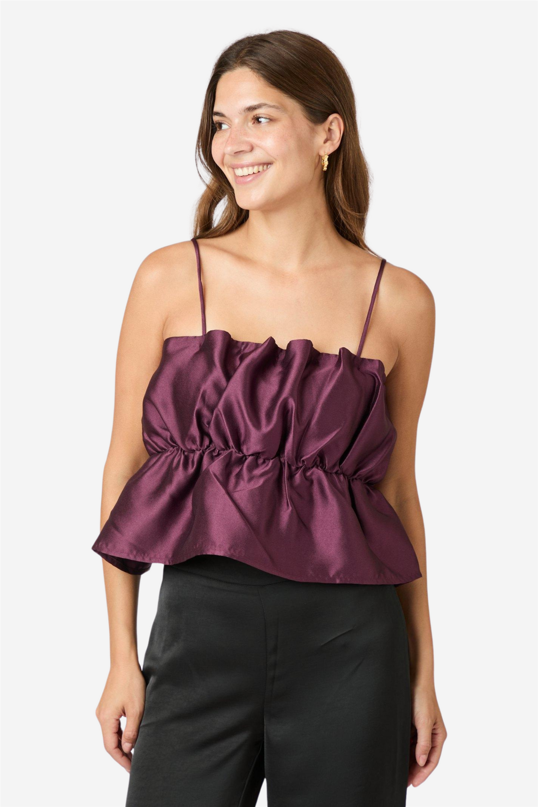 Neo Noir Topper & t-skjorter Tipton Dull Satin Top Burgundy