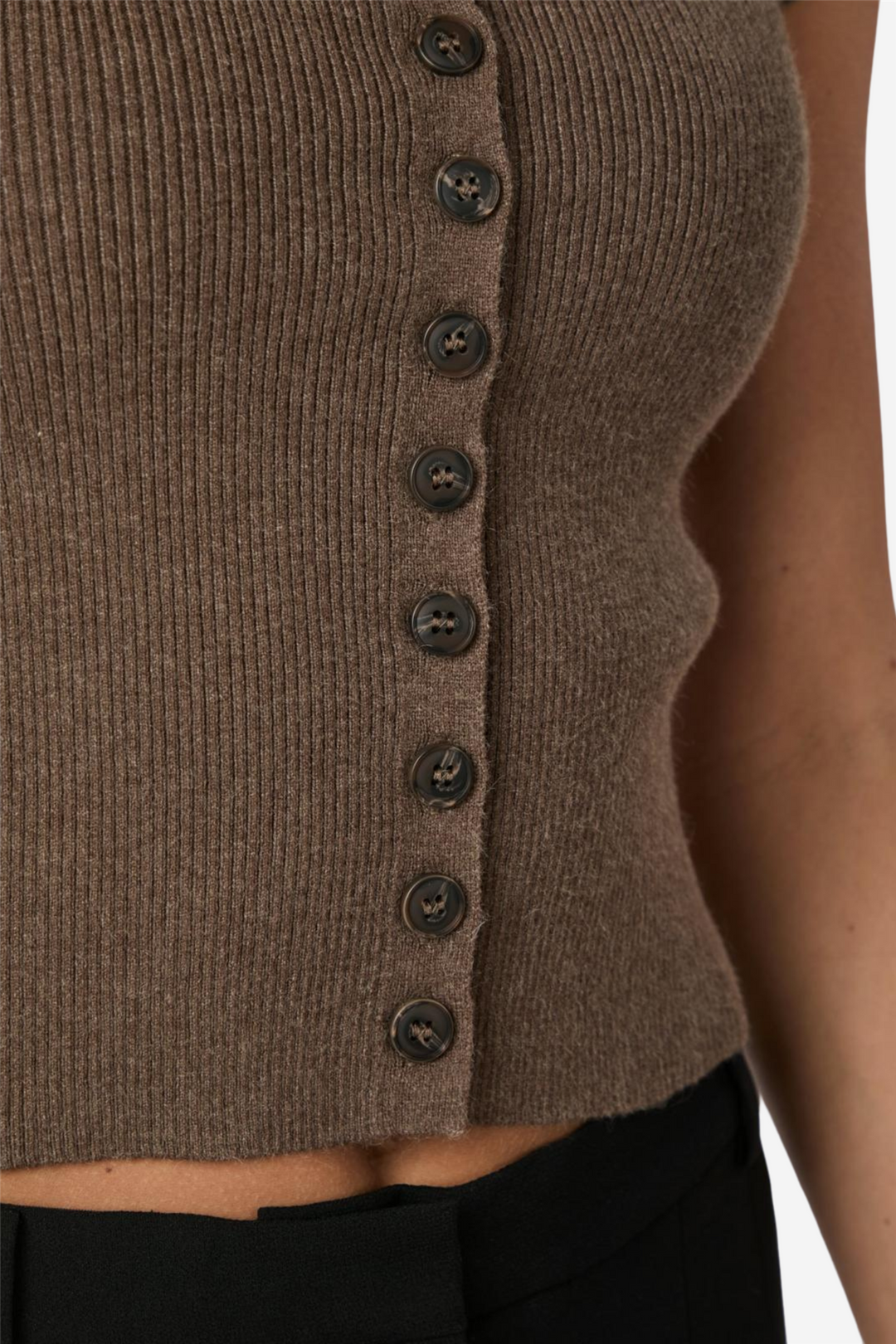 Neo Noir Topper & t-skjorter Todda Knit Tee Brown Melange