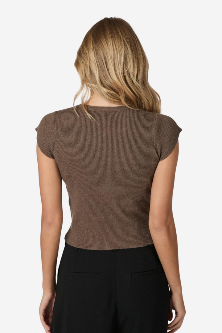 Neo Noir Topper & t-skjorter Todda Knit Tee Brown Melange