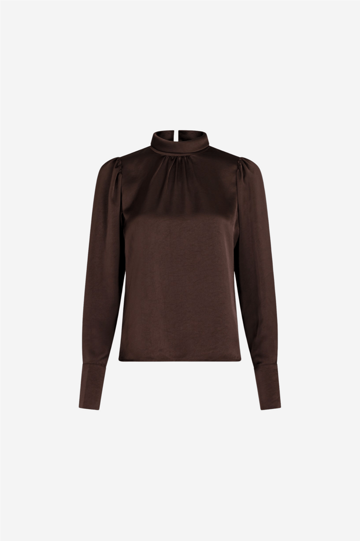 Neo Noir Topper & t-skjorter Toria Heavy Sateen Blouse Dark Brown
