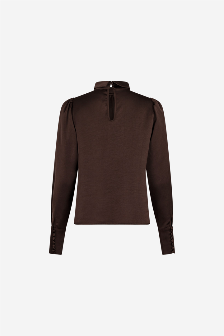 Neo Noir Topper & t-skjorter Toria Heavy Sateen Blouse Dark Brown