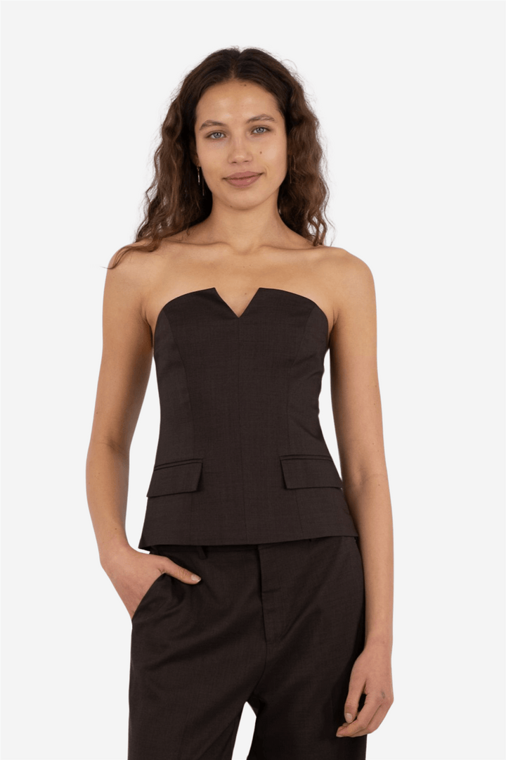 Neo Noir Topper & t-skjorter Yasmine Melange Top Mocca Melange