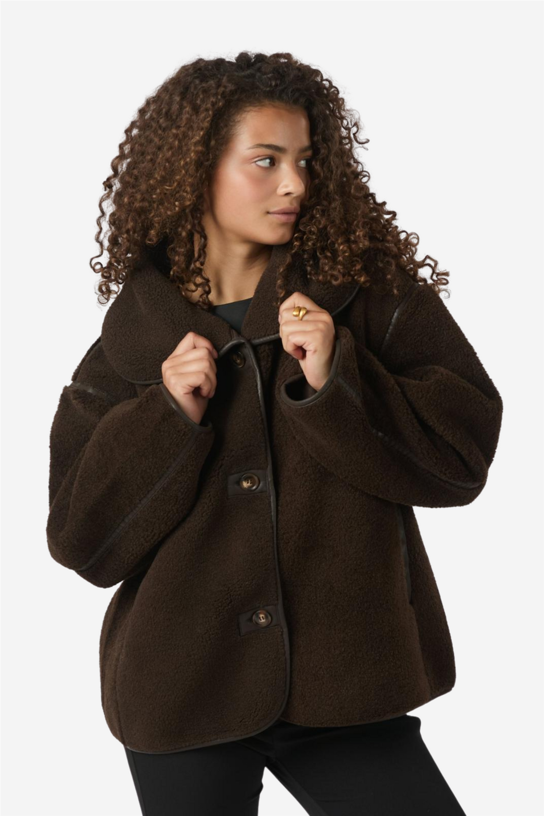 Neo Noir Yttertøy Edmund Teddy Jacket Dark Brown