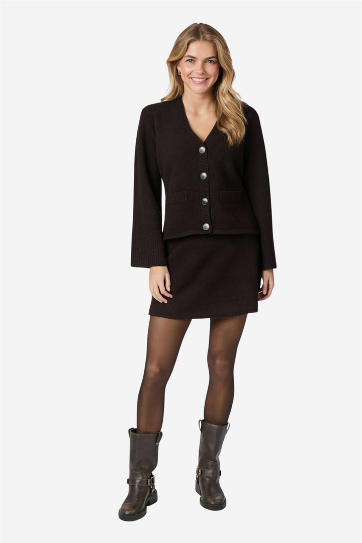 Neo Noir Yttertøy Gisa Knit Skirt Dark Brown