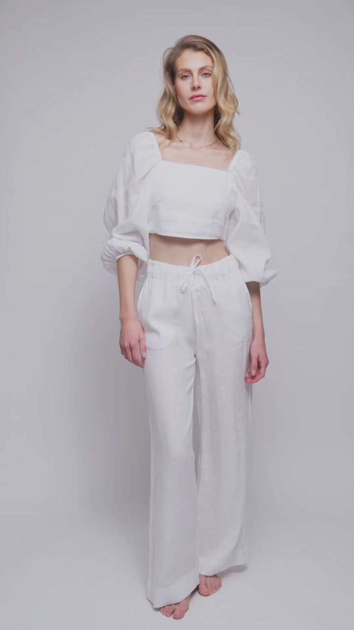Arielle Linen Top White