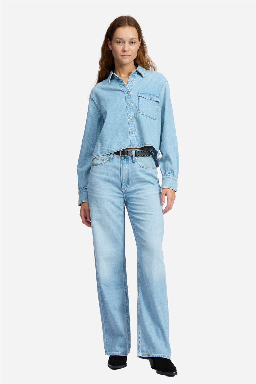 Rag & Bone Bukser & jeans FEATHERWEIGHT LOGAN MID-RISE WIDE LEG GREENPORT