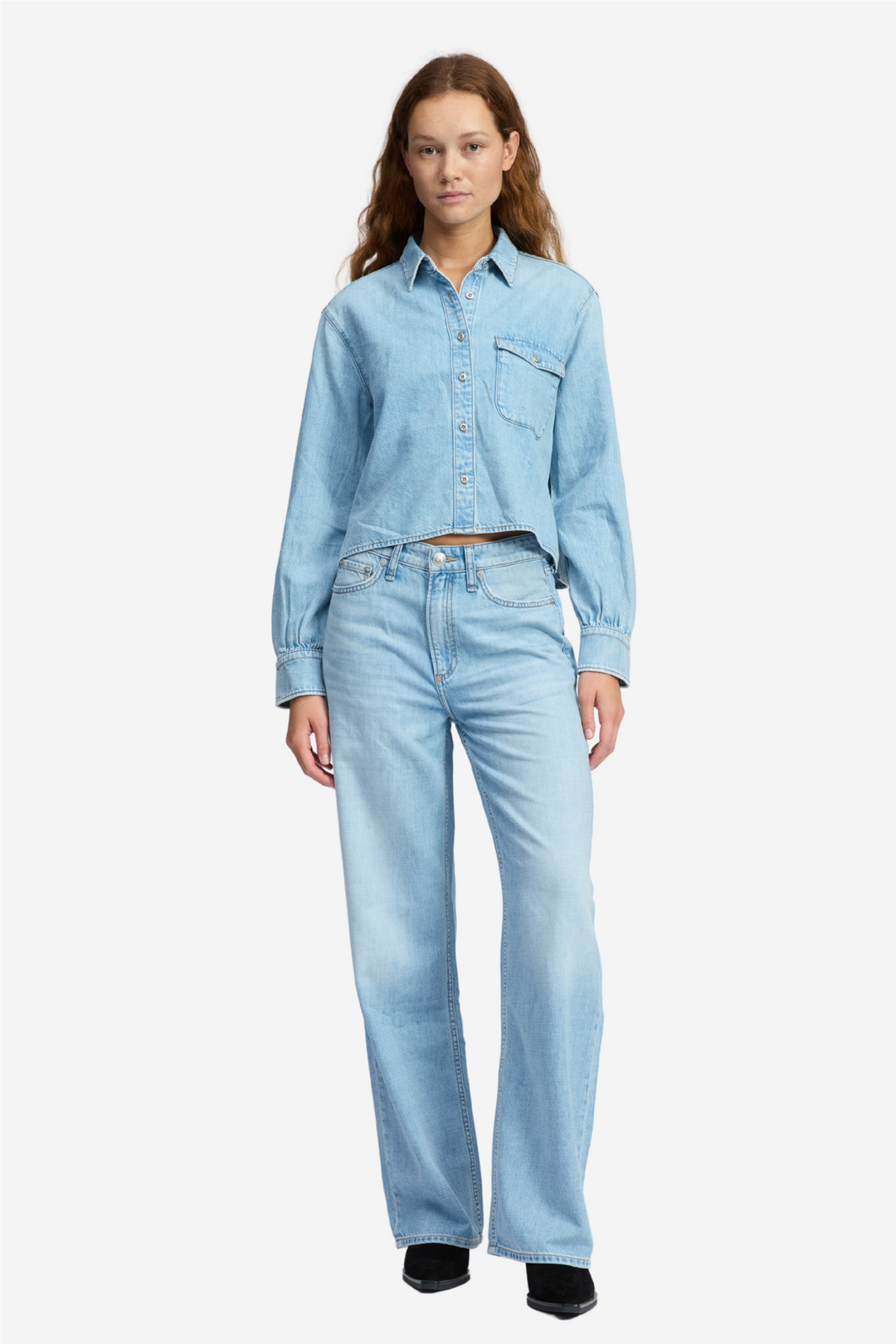 Rag & Bone Bukser & jeans FEATHERWEIGHT LOGAN MID-RISE WIDE LEG GREENPORT