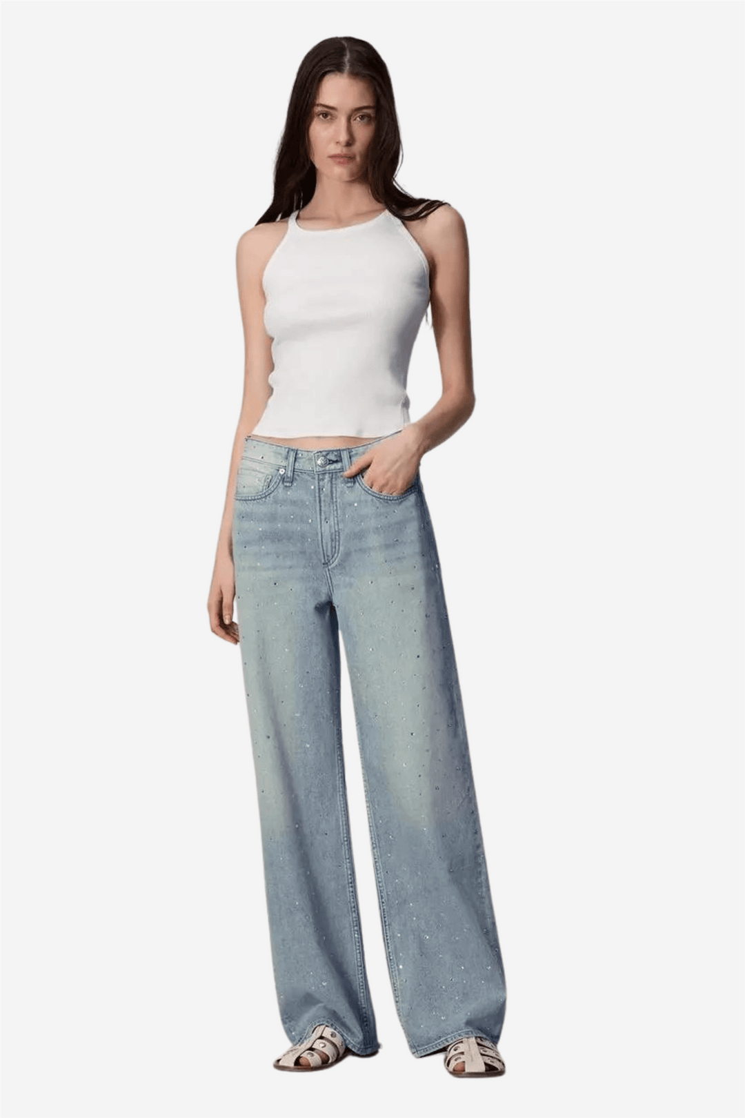 Rag & Bone Bukser & jeans Logan Wide Leg Misty Jewel