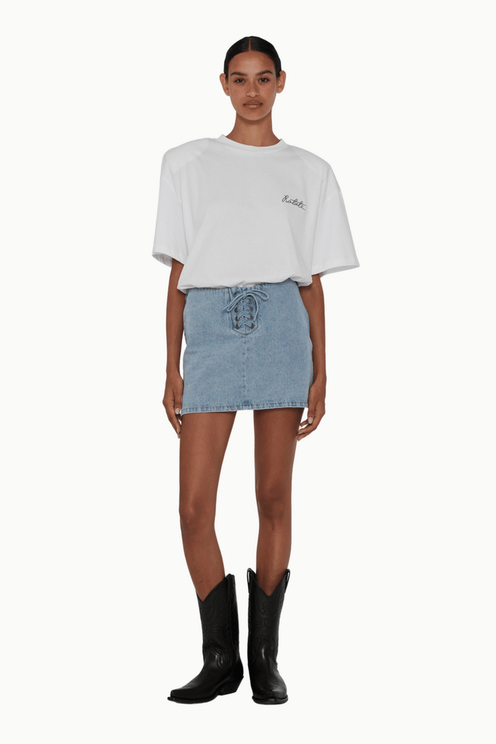 Rotate Skjørt Denim Laced Mini Skirt