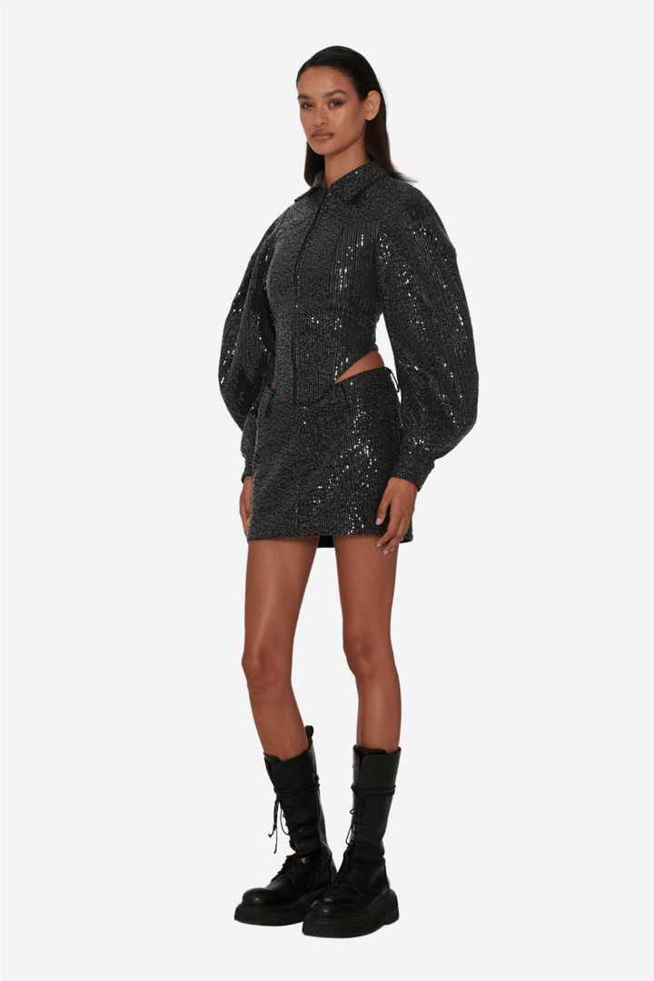 Rotate Skjørt Twill Sequin Mini Skirt Black