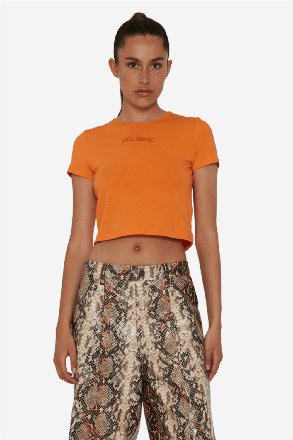 Rotate Topper & t-skjorter Cropped T-Shirt Vibrant Orange