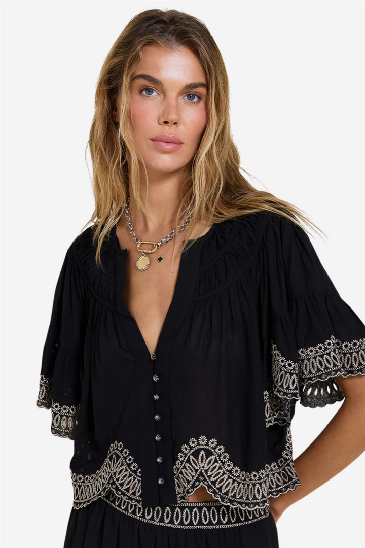 Scarlett Poppies Topper & t-skjorter Anaya Top Onyx Black