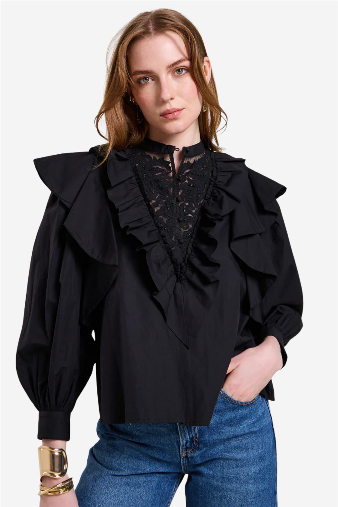 Scarlett Poppies Topper & t-skjorter Rena Top Onyx Black