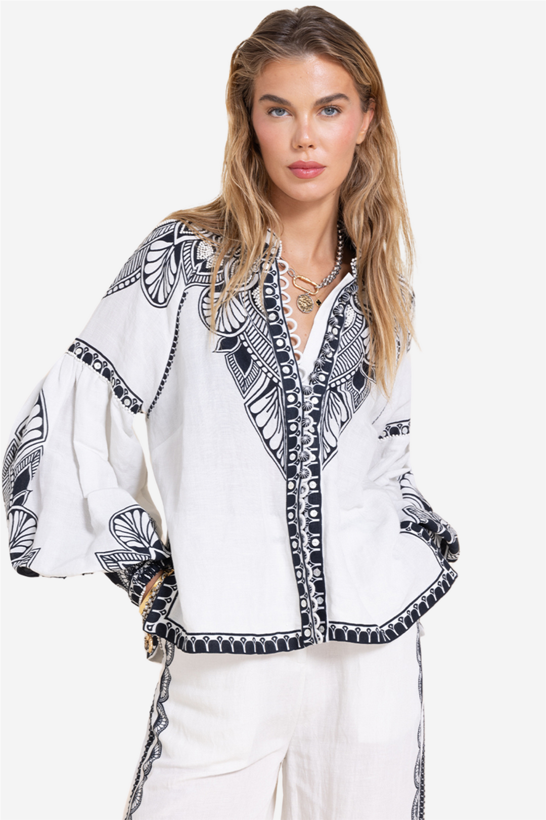 Scarlett Poppies Topper & t-skjorter Sabrina Top Vanilla/Onyx Black