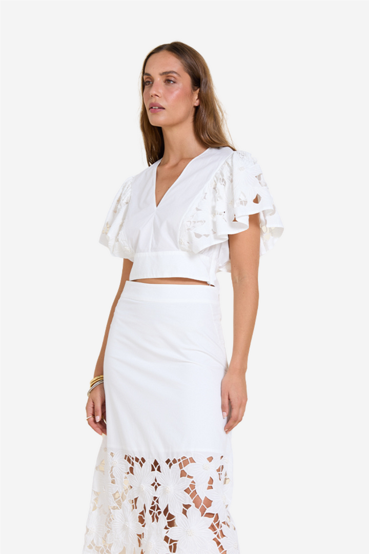 Scarlett Poppies Topper & t-skjorter Talia Top Crispy White