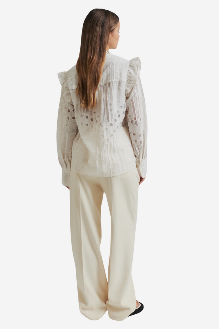 Second Female Bluser & Skjorter Nete Frill Shirt Coconut Milk