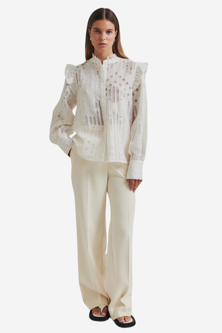 Second Female Bluser & Skjorter Nete Frill Shirt Coconut Milk