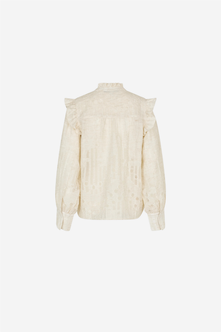 Second Female Bluser & Skjorter Nete Frill Shirt Coconut Milk