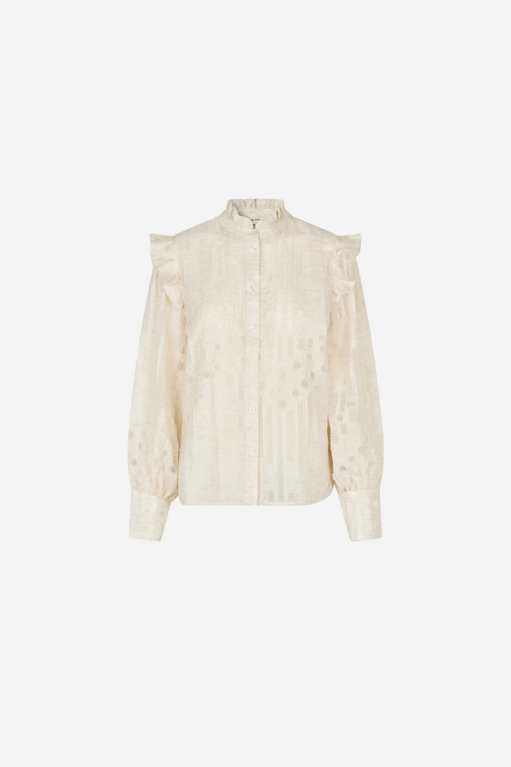 Second Female Bluser & Skjorter Nete Frill Shirt Coconut Milk