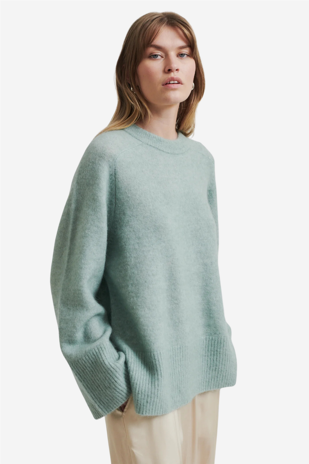 Second Female Genser & Cardigan Brookline Knit Raglan O-Neck Slate Green