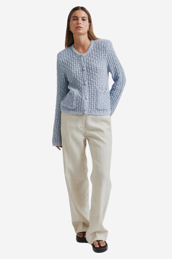 Second Female Genser &amp; Cardigan Grenadel Knit Cardigan Powder Blue