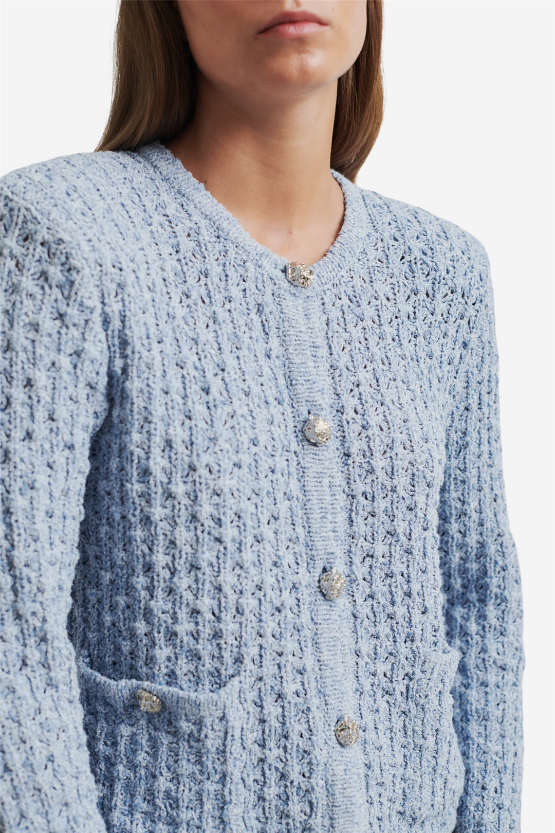 Second Female Genser &amp; Cardigan Grenadel Knit Cardigan Powder Blue