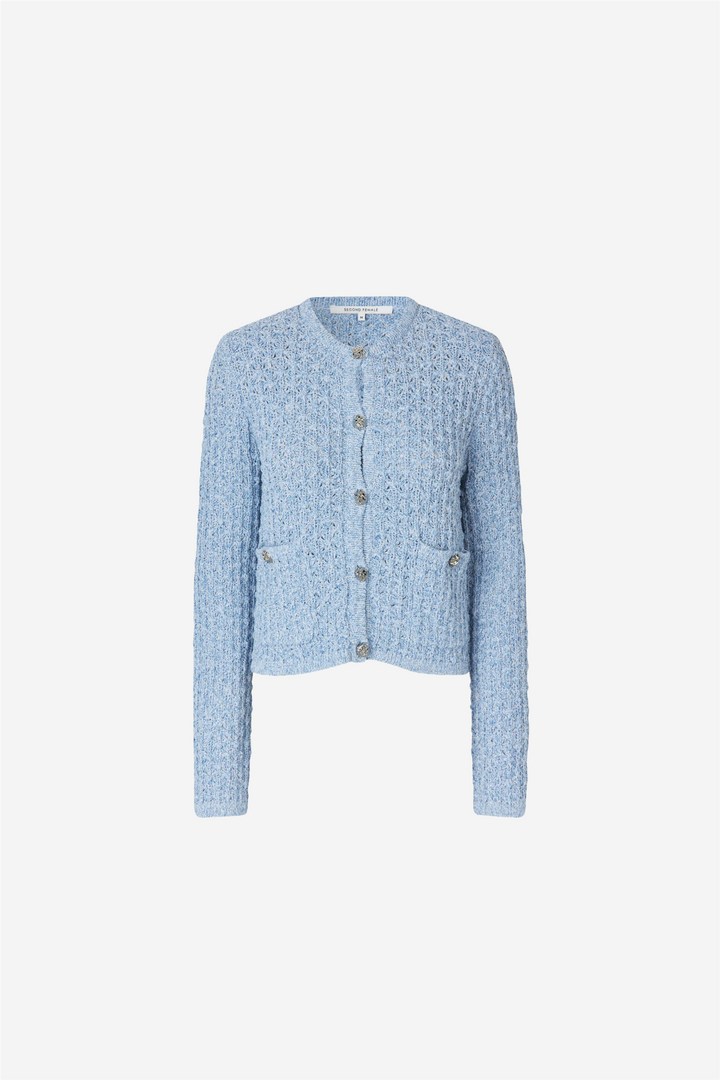 Second Female Genser &amp; Cardigan Grenadel Knit Cardigan Powder Blue