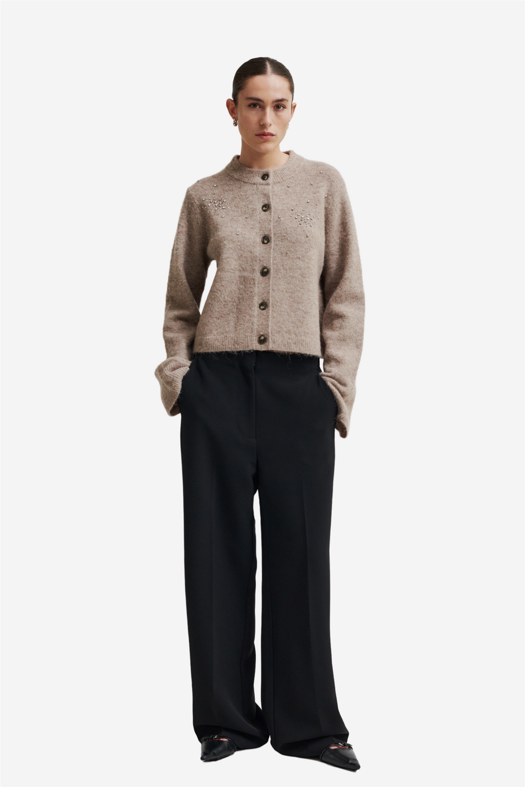 Second Female Genser & Cardigan Sparkling Knit Cardigan Roasted Cashew