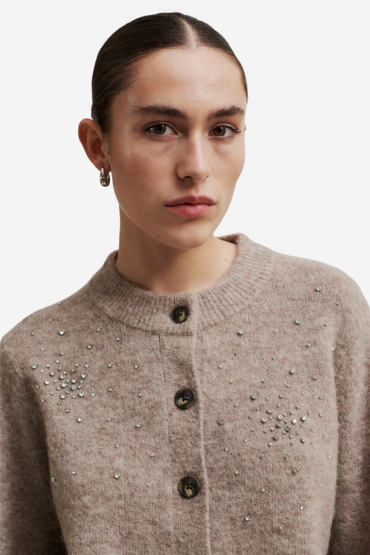 Second Female Genser & Cardigan Sparkling Knit Cardigan Roasted Cashew