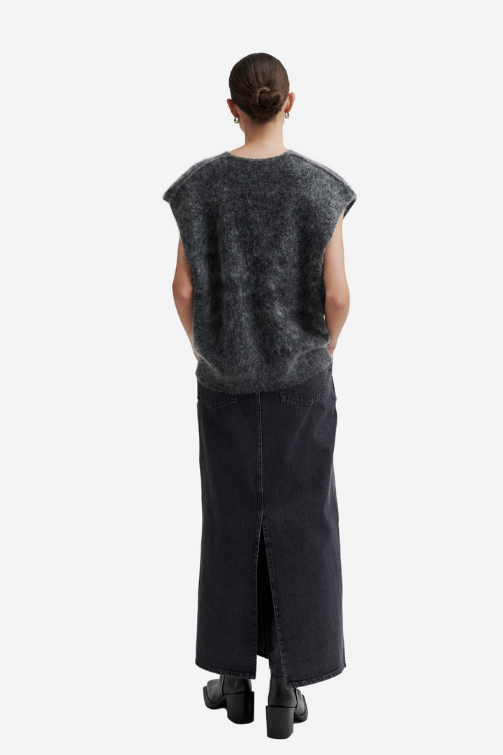 Second Female Skjørt Andorra Denim Long Skirt Dark Grey Denim