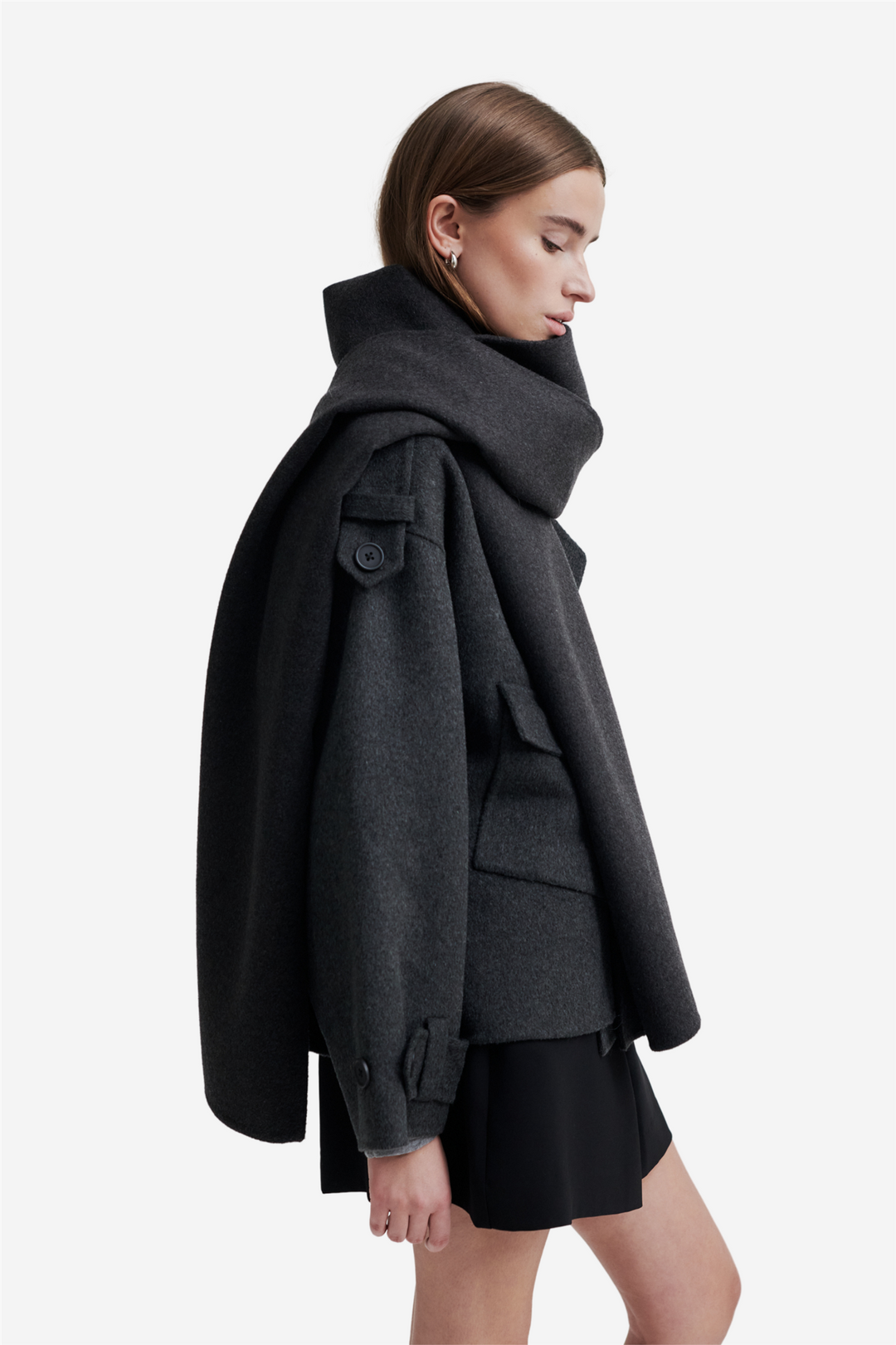 Second Female Tilbehør Walance Scarf Dark Grey Melange