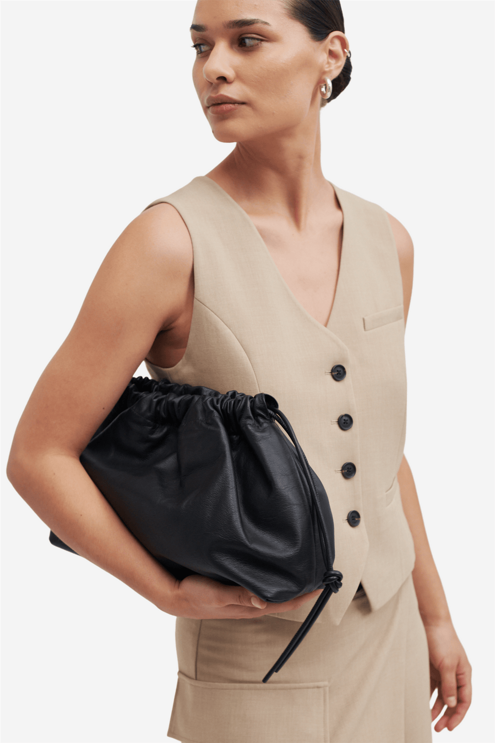 Second Female Vesker Smooth Leather Bag Black