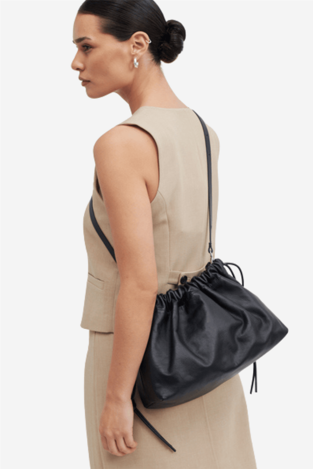 Second Female Vesker Smooth Leather Bag Black