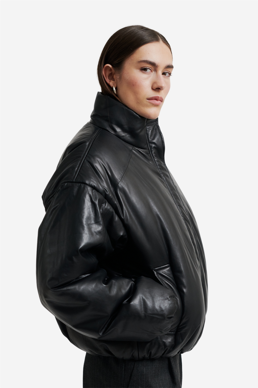 Second Female Yttertøy Harlow Leather Bomber Jacket Black