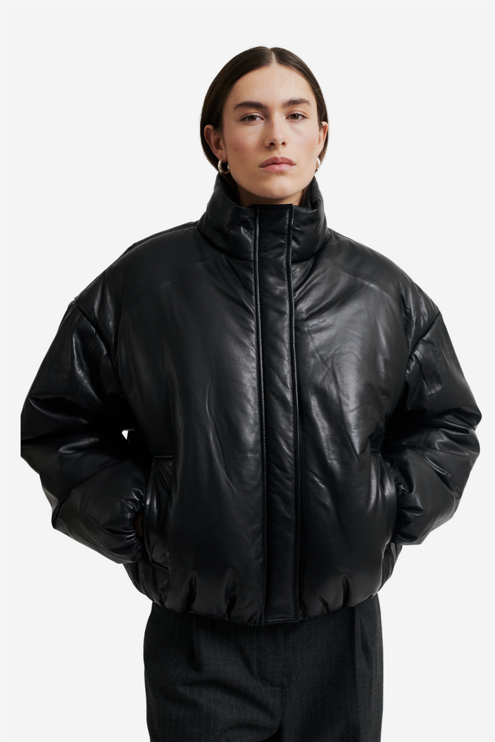 Second Female Yttertøy Harlow Leather Bomber Jacket Black