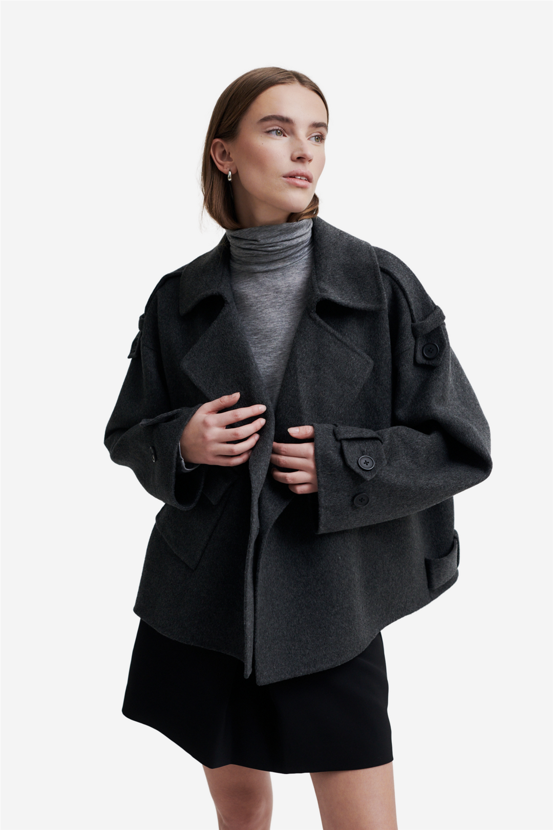 Second Female Yttertøy Walance Short Jacket Dark Grey Melange