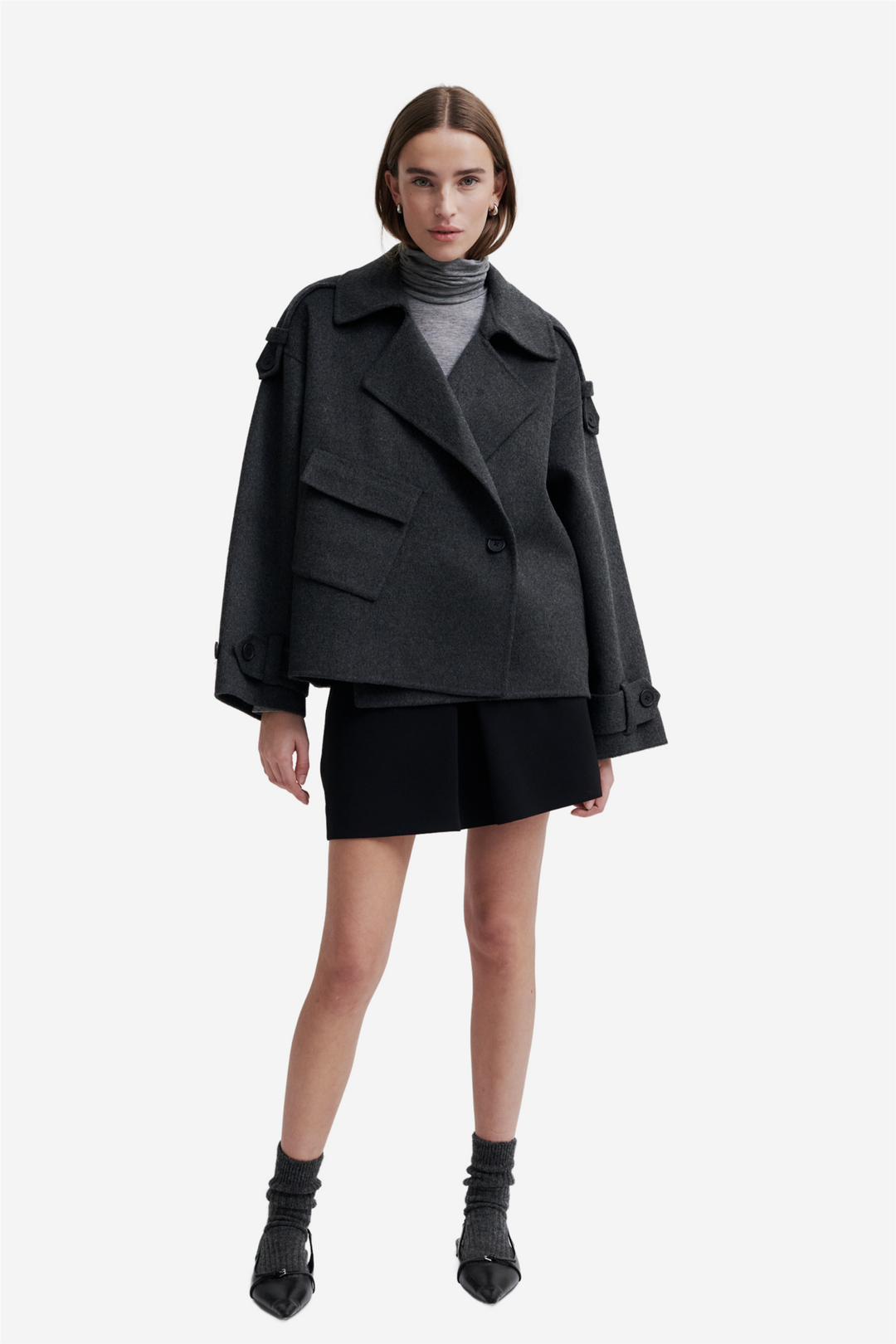 Second Female Yttertøy Walance Short Jacket Dark Grey Melange