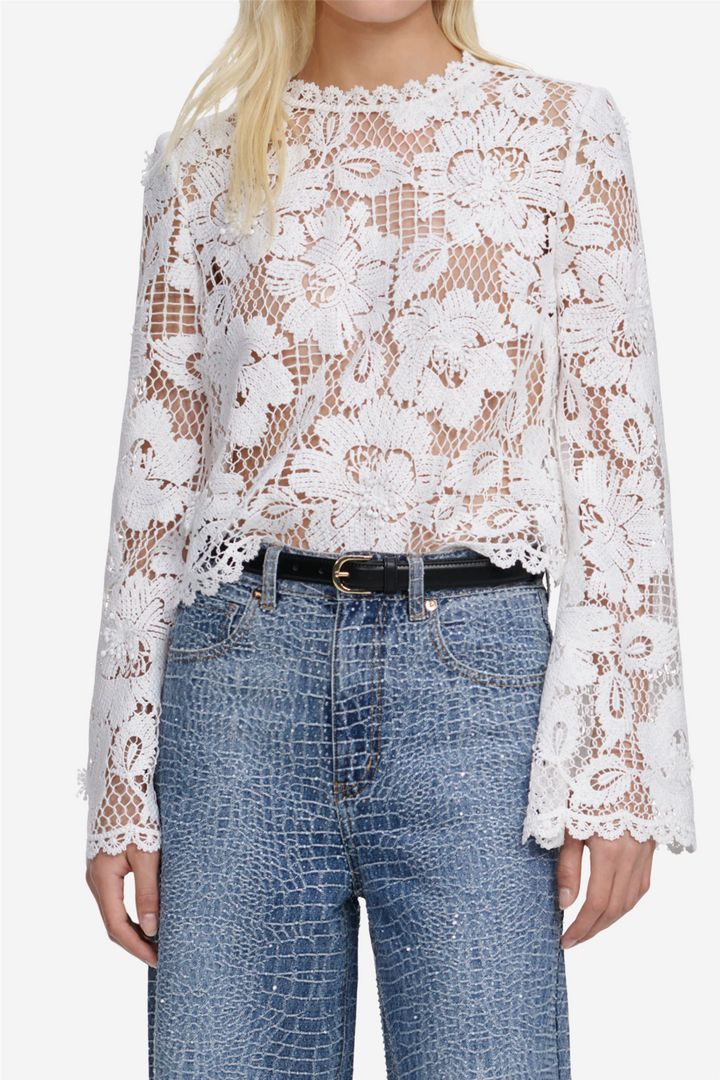 Self-Portrait Bluser & Skjorter Crochet Lace Top White