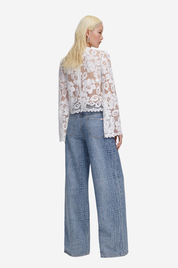 Self-Portrait Bluser & Skjorter Crochet Lace Top White