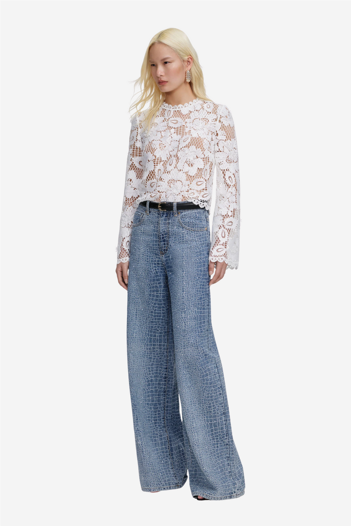 Self-Portrait Bluser & Skjorter Crochet Lace Top White