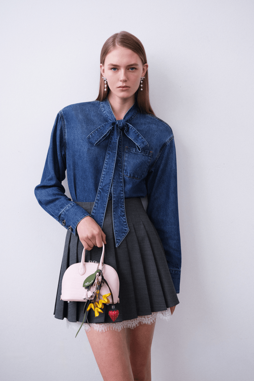 Self-Portrait Bluser & Skjorter Denim Tie Neck Shirt