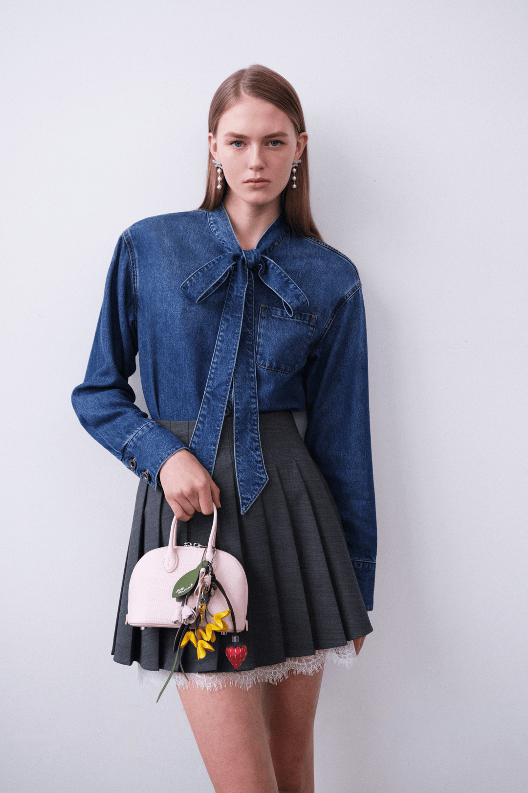 Self-Portrait Bluser & Skjorter Denim Tie Neck Shirt