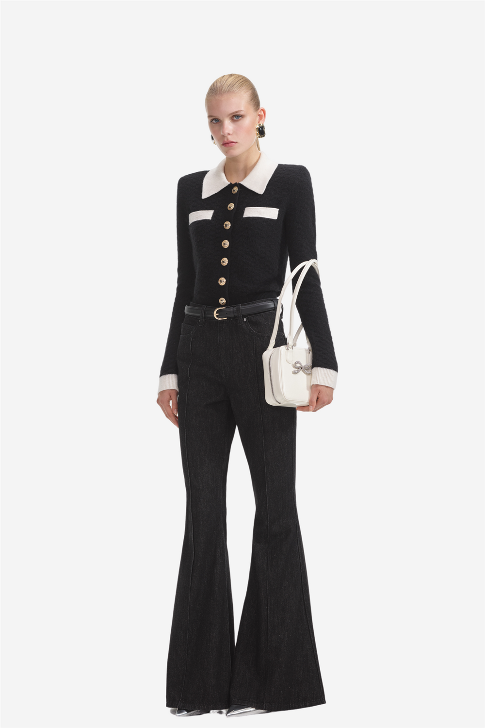 Self-Portrait Bukser & jeans Black Denim Kickflare Jeans