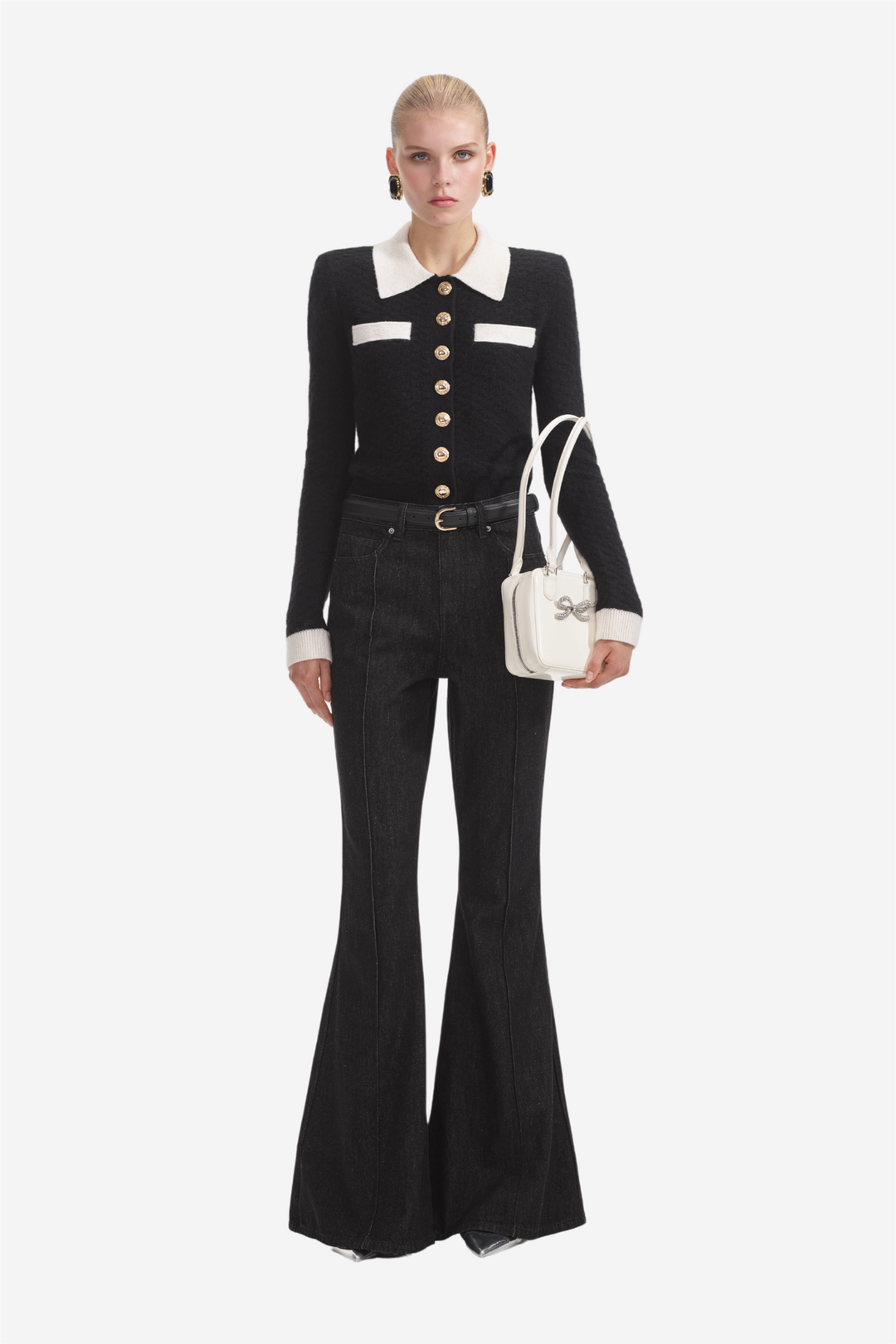 Self-Portrait Bukser & jeans Black Denim Kickflare Jeans