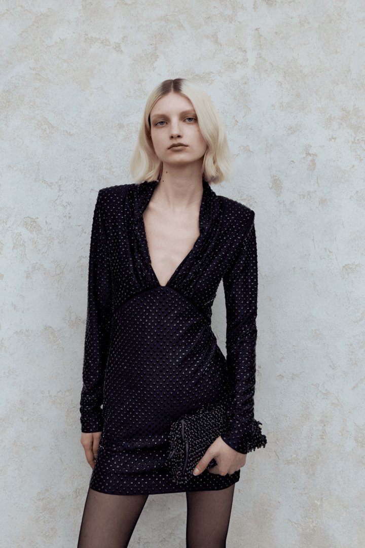 Self Portrait Kjoler & jumpsuits Black Jersey Rhinestone Mini Dress