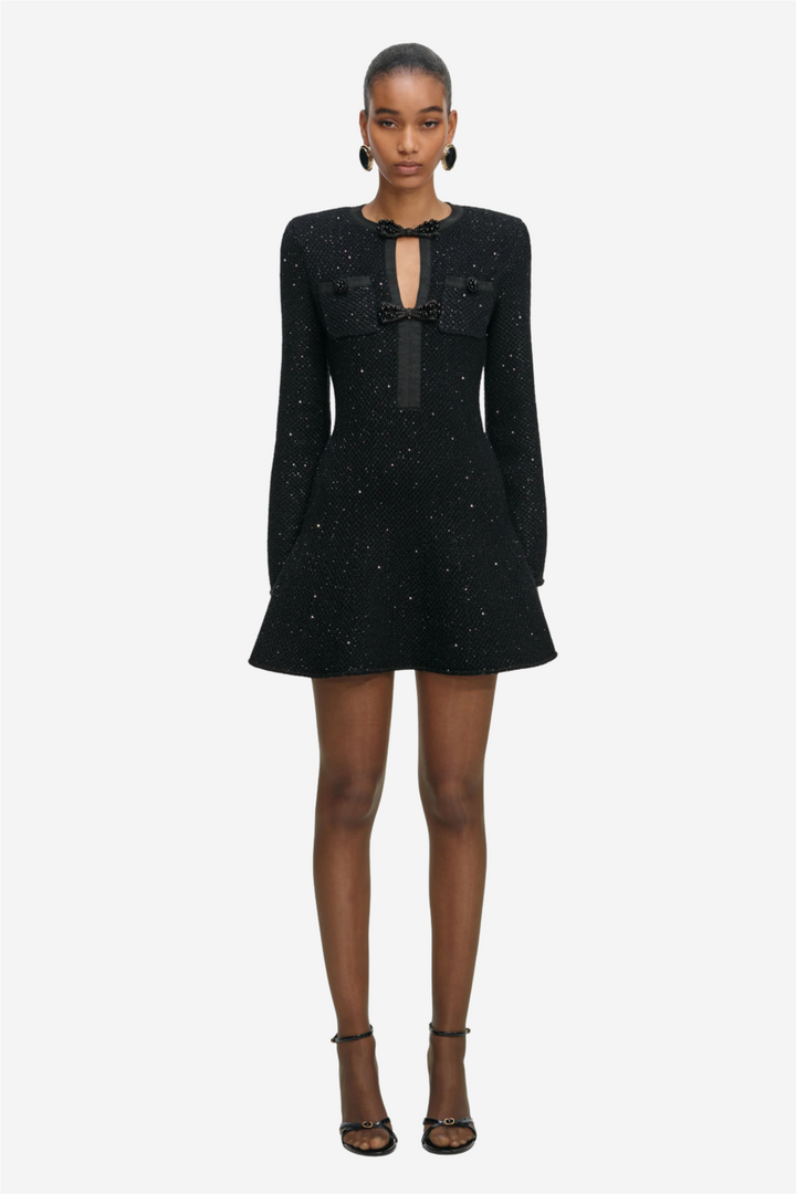 Self-Portrait Kjoler & jumpsuits Black Sequin Knit Mini Dress