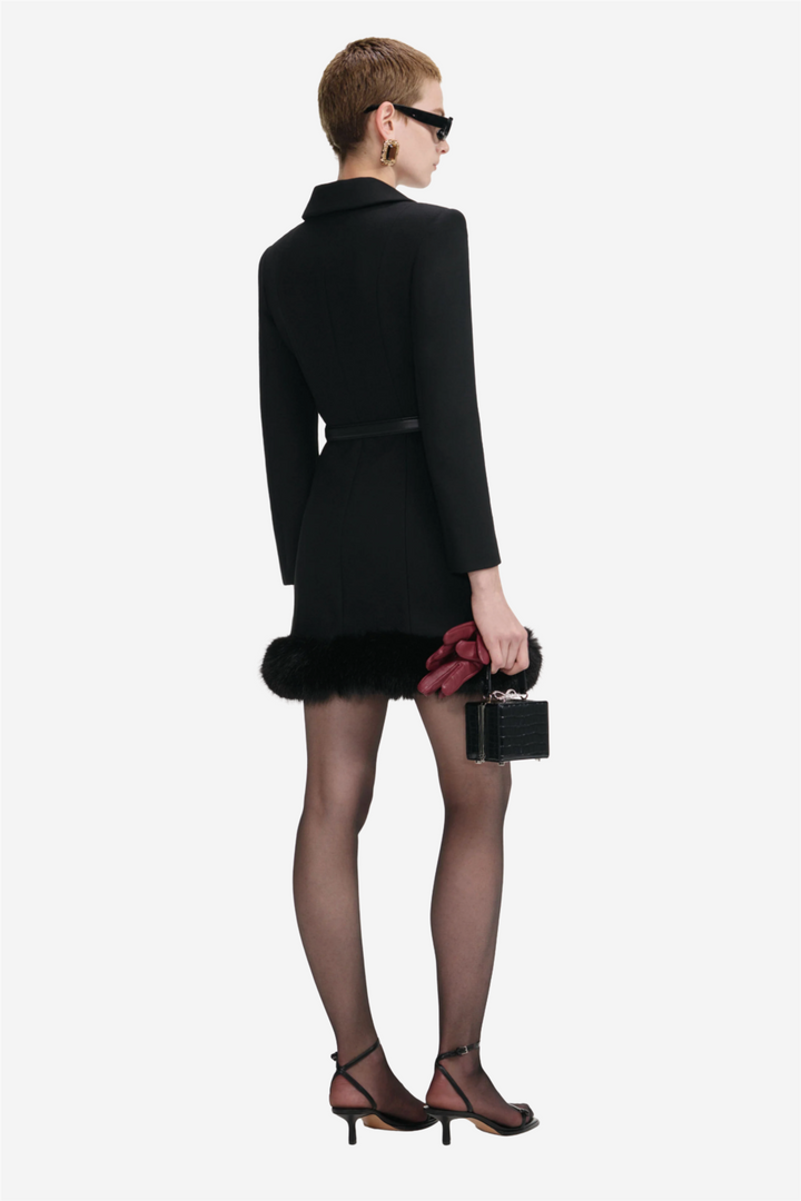 Self-Portrait Kjoler & jumpsuits Black Wool Double Breasted Mini Dress