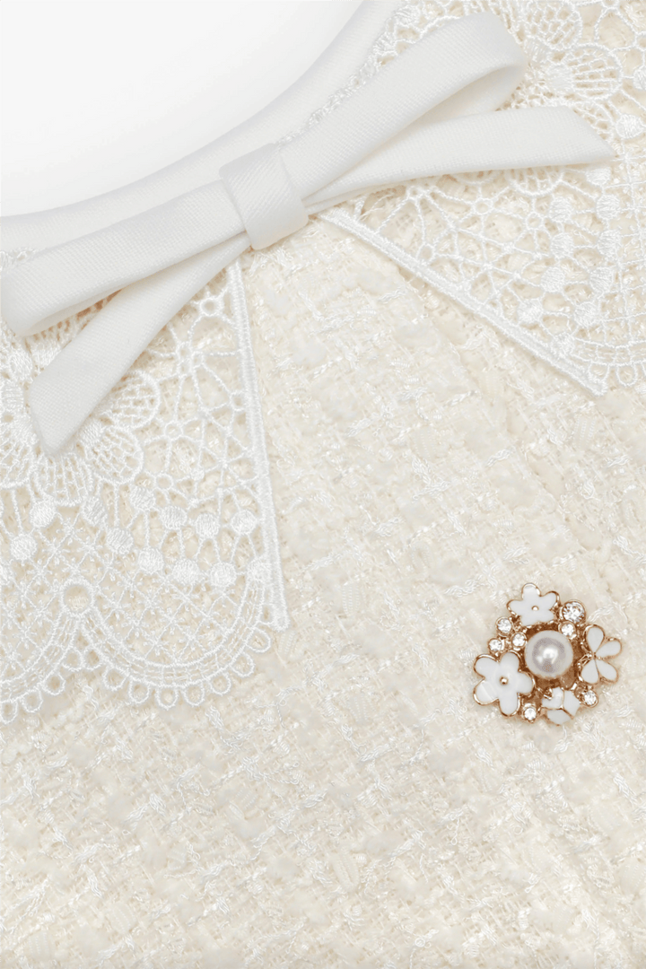 Self-Portrait Kjoler & jumpsuits Boucle Lace Trim Mini Dress Cream